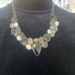 Black and White Stone Cluster Necklace
